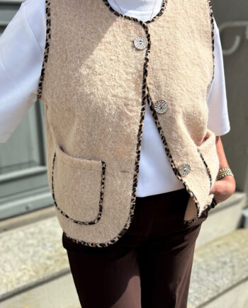 Say Ina Copenhagen Vest Ellinora Beige    Leopard
