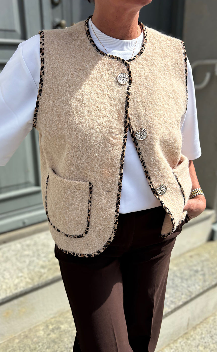 Say Ina Copenhagen Vest Ellinora Beige Leopard