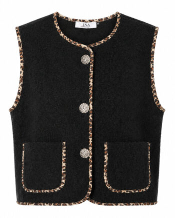 Say Ina Copenhagen Vest Ellinora Black    Leopard