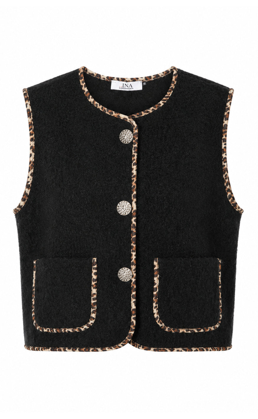 Say Ina Copenhagen Vest Ellinora Black Leopard