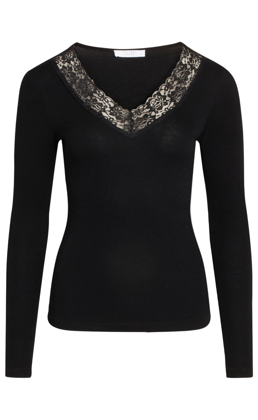 Sisters Point Bluse Pansy-ls Black