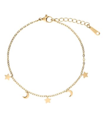 Smykkeli Copenhagen Armbånd Porto Moon   Stars Gold Colour
