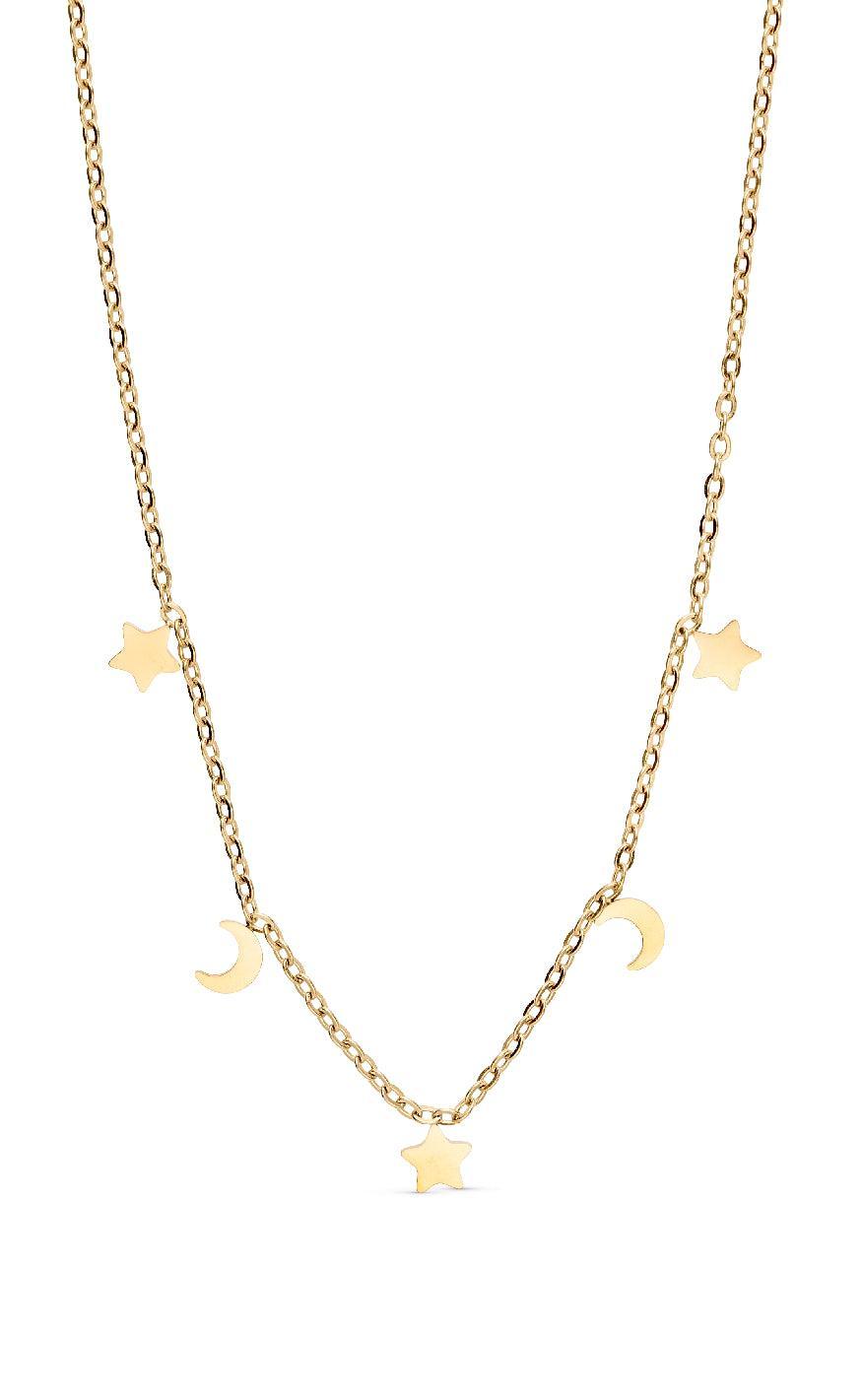 Smykkeli Copenhagen Halskæde Porto Moon Stars Gold Colour