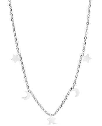 Smykkeli Copenhagen Halskæde Porto Moon   Stars Silver Colour