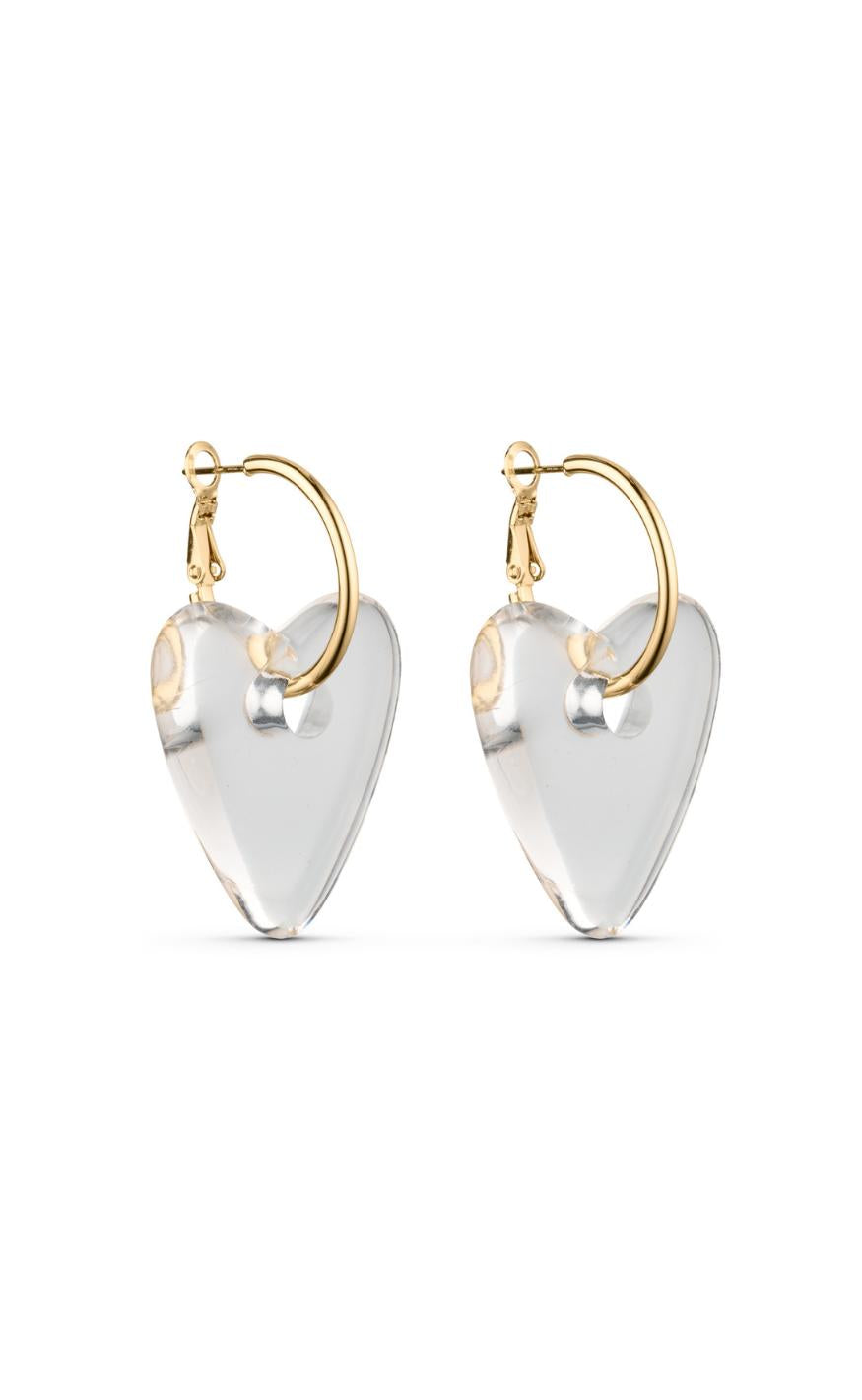 Smykkeli Copenhagen øreringe Heartflame Gold Clear