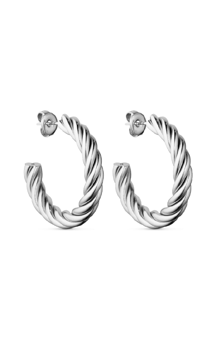 Smykkeli Copenhagen øreringe Taiwan Twisted Hoops Silver Colour