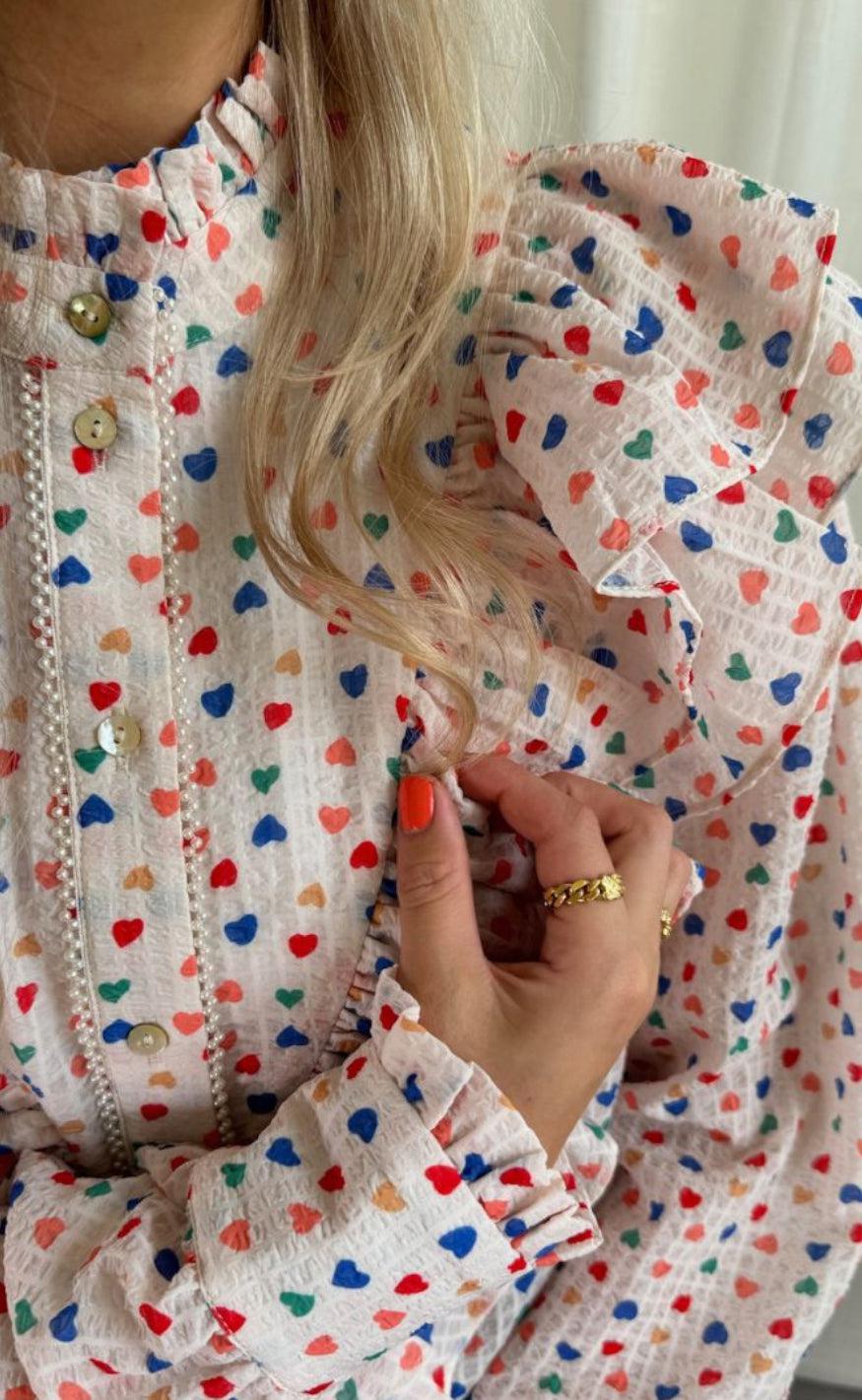 Stories From The Atelier Skjorte Paradise Heart Off White Multi Colour