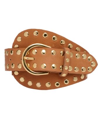 Tim   Simonsen Bælte Dunja Stud Cognac Gold