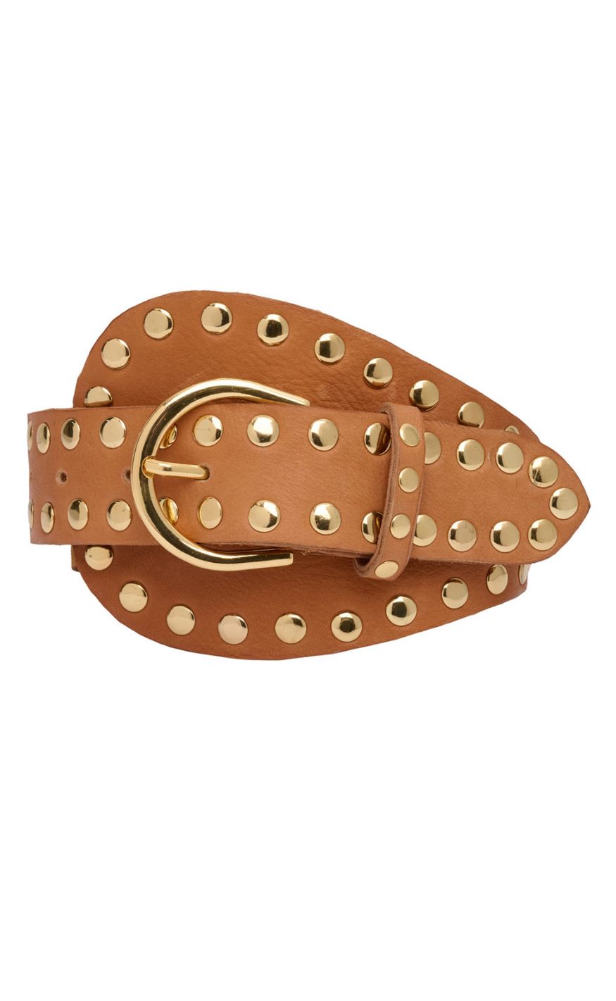Tim Simonsen Bælte Dunja Stud Cognac Gold