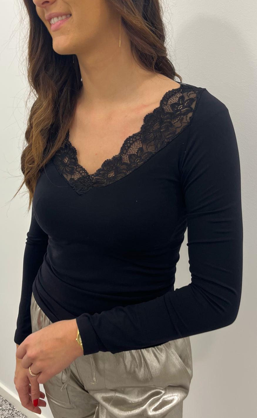 Tim Simonsen Bluse Belen -lace Nero
