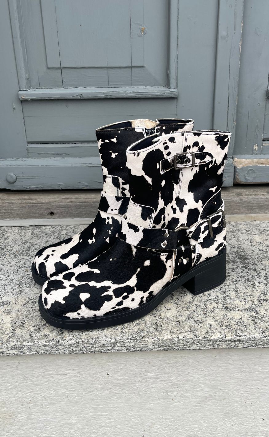 Tim   Simonsen Støvle Lora Biker Boot Cow Hair On Negro