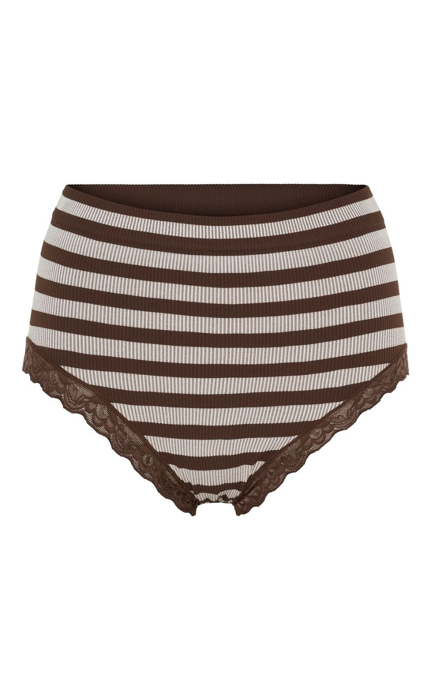 Tim Simonsen Trusser Isa Stripe Rib Midi Lace Cioccolato Bianco