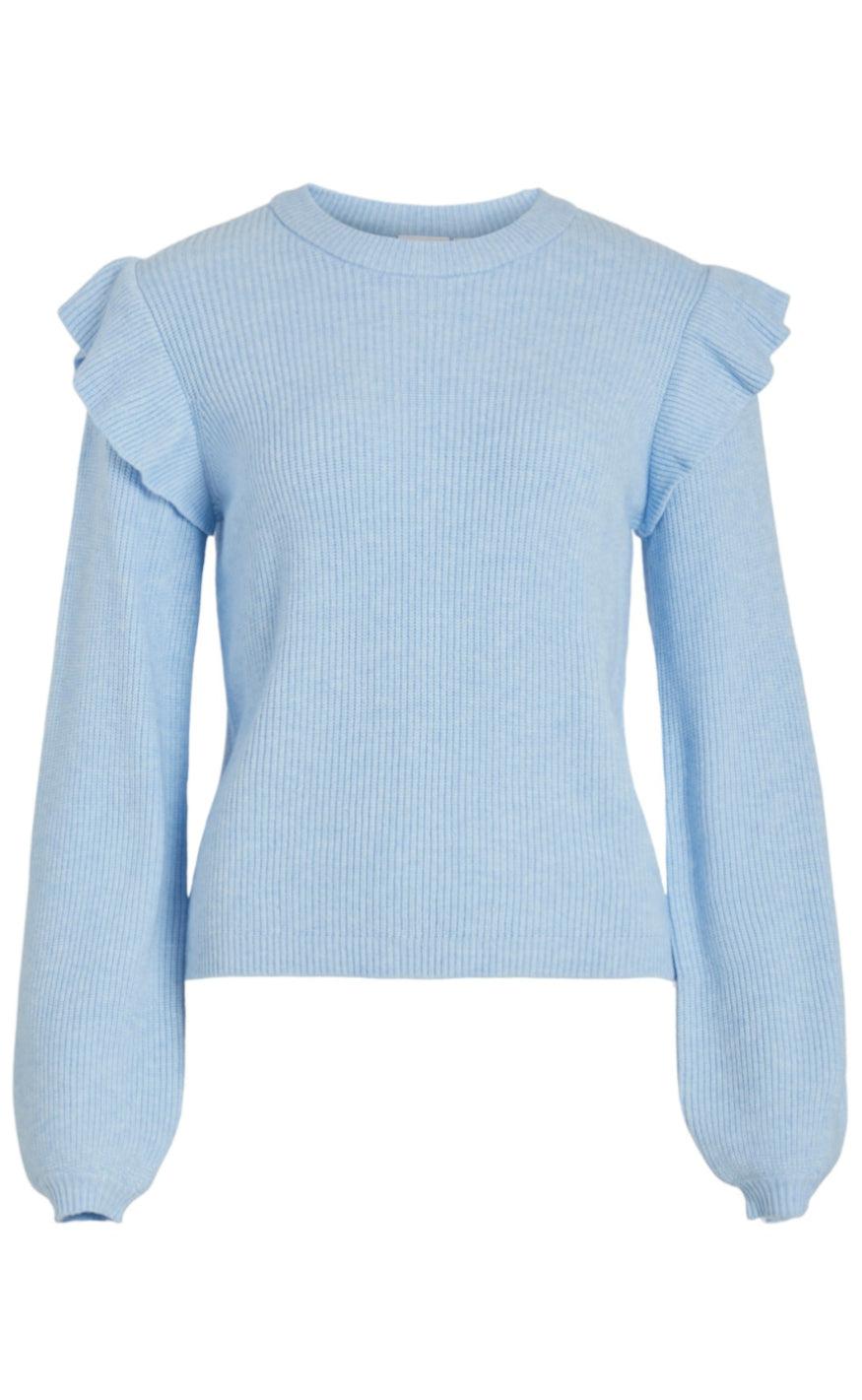 Vila Bluse Ril Flounce Kentucky Blue