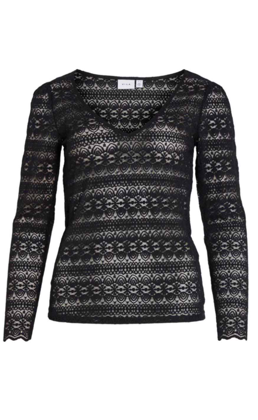 Vila Top Chikka Lace Black