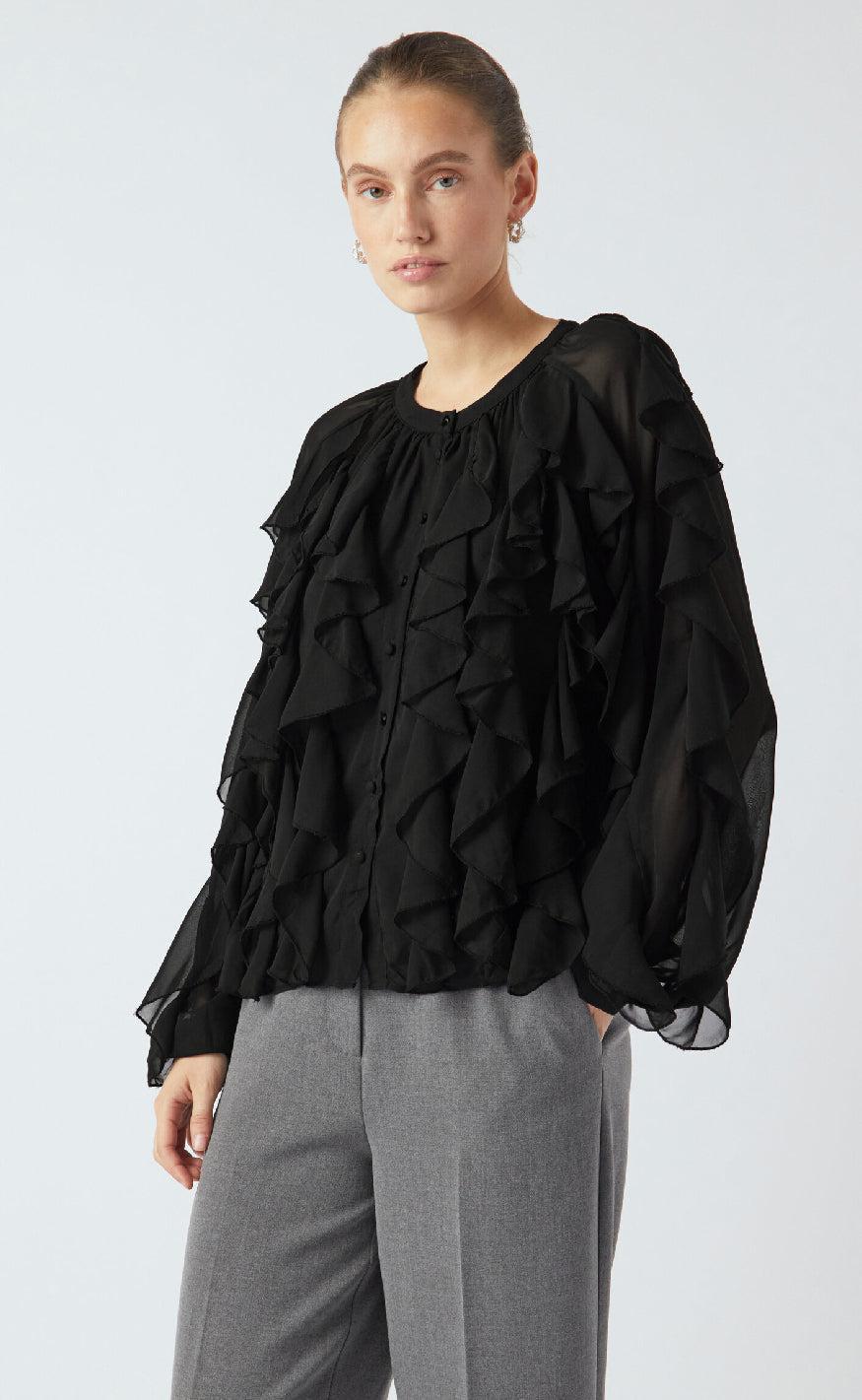 Yas Bluse Margot Flounce Black