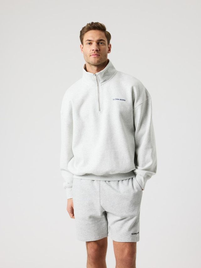 Borg Oversized Half-zip Ultra Light Grey Melange