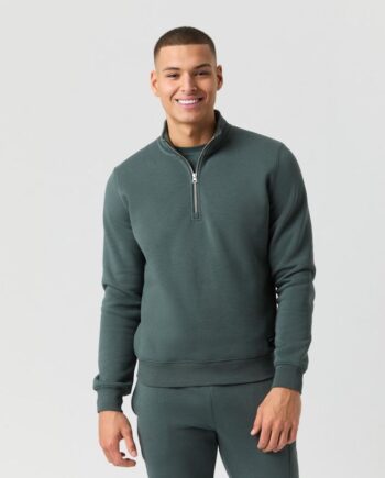 Centre Half Zip  Light Grey Melange
