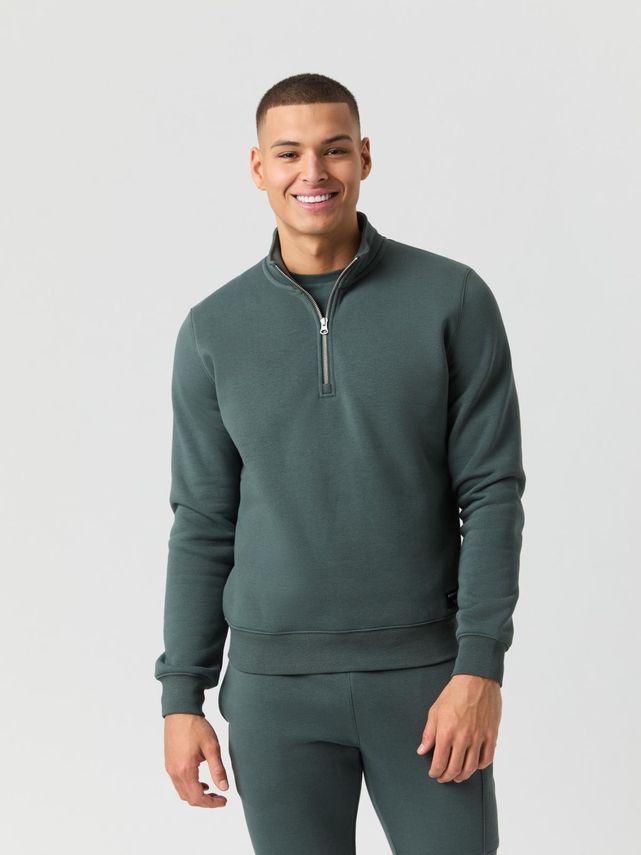 Centre Half Zip  Light Grey Melange