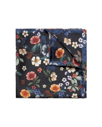 Floral Silk Twill Pocket Square   Elegant Floral Pattern Printed