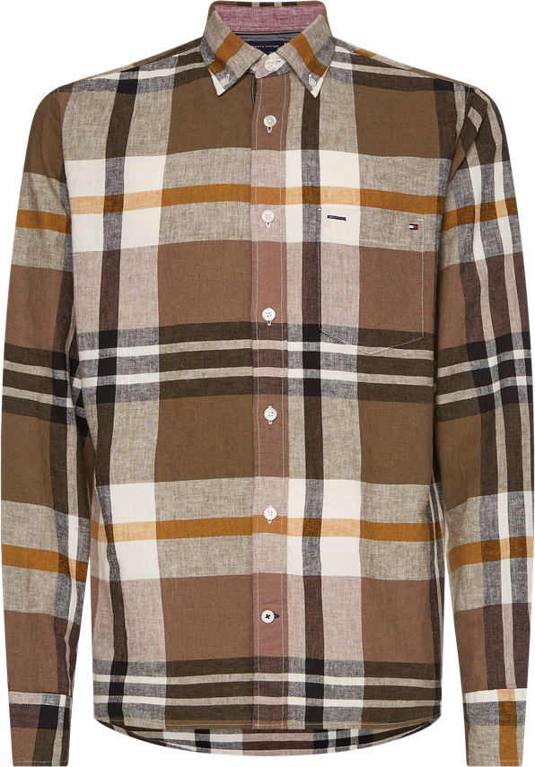 Large Linen Cotton Chk Rf Shirt