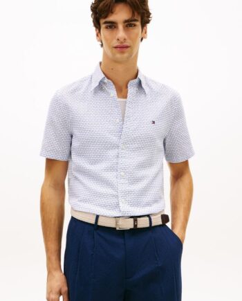 Linen Blend Prt Ss Shirt