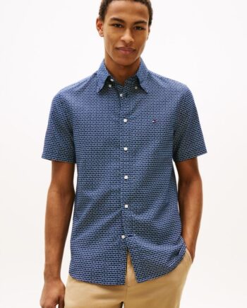 Linen Blend Prt Ss Shirt