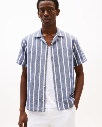 Linen Blend Striped Ss Rf Shirt