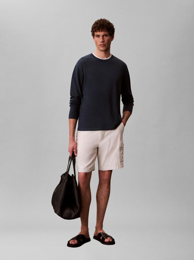 Ls Linen Blend Crew Swtr 12gg