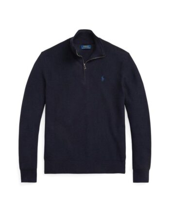 Mesh-knit Cotton Quarter-zip Sweater