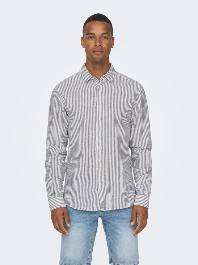 Onscaiden Ls Stripe Linen Shirt 660