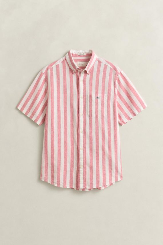 Reg Cotton Linen Stripe Ss Shirt