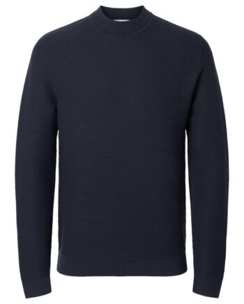 Slhtion Ls Knit Structure Mock Neck