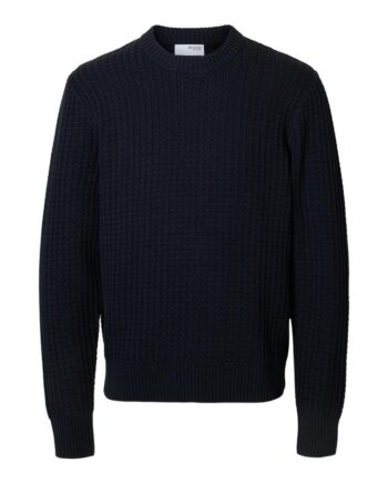 Slhtom Ls Knit Structure Crew Neck