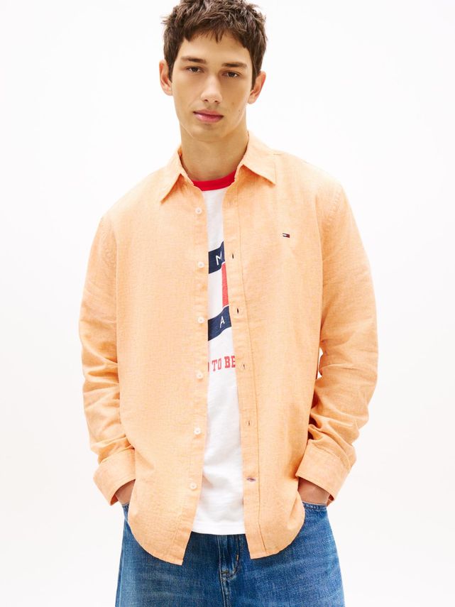 Tjm Reg Linen Blend Shirt Ext