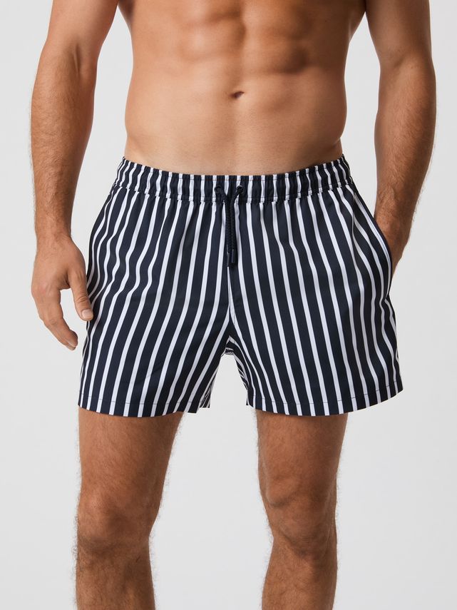 Borg Print Swim Shorts  Bb Wide Stripe
