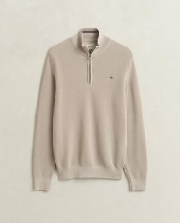 Micro Textured Cotton Half Zip
