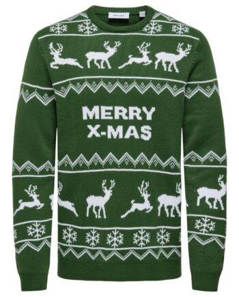 Onsxmas Reg   Allover Crew Knit