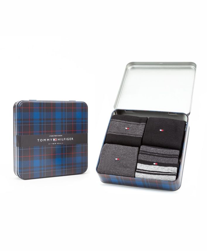 Th Men Sock 4p Stripe Tin Gift