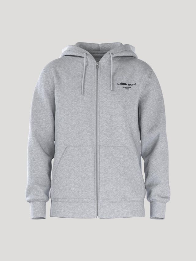Borg Essential   Zip Hoodie  Light Grey Melange