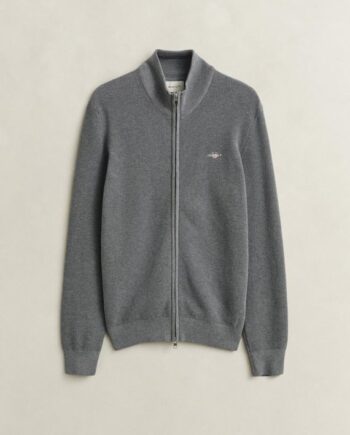 Micro Textured Cotton Zip Cardigan