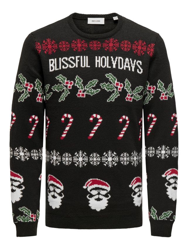 Onsxmas Reg Allover Crew Knit