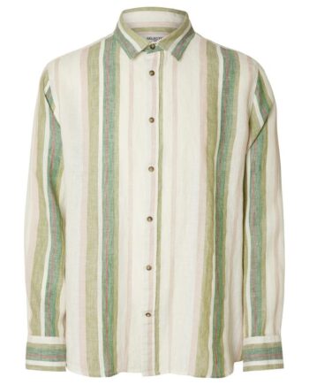 Slhrelax-linen Wide Stripe Shirt Ls