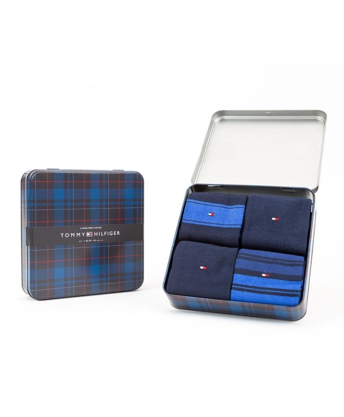 Th Men Sock 4p Stripe Tin Gift